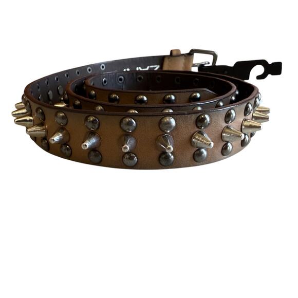 ZARA Spiked Studded Belt Light Brown
